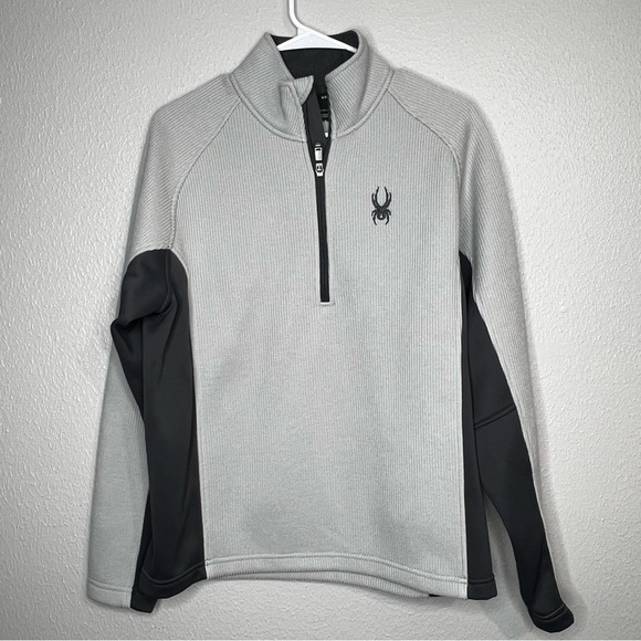 Spyder Mens Size S Core Sweater 1/4 Zip Performance Fleece Lined Pullover Gray - Picture 12 of 12